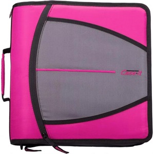 Carpeta con Cierre Mighty Zip Tab de Case-it, Organizador con Cierre Mighty Zip Tab de 3 Pulgadas, Carpeta con Cierre de 3 Anillos Roja D-146-RED para Chicas - Product Image 1
