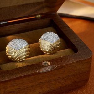 Pendientes de oro natural de 18 quilates con diamantes Au750, pendientes cepillados de diamantes reales sudafricanos de oro auténtico para mujer - Product Image 2