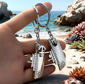 Porte-clés en alliage métallique avec logo personnalisé, ancre de bateau argentée, boussole, design tendance, breloque souvenir - Product Image 2