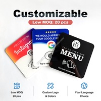 NTAG213 215 216 Plaque NFC programmable en acrylique, autocollant de table QR, étiquette pour clubs, cafés, bars, restaurants, plaque personnalisée, menu, carte NFC