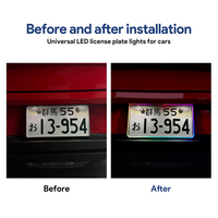 TECH-KING Cadre de plaque d'immatriculation universel en plastique coloré avec éclairage LED dynamique RGBW, support de plaque arrière