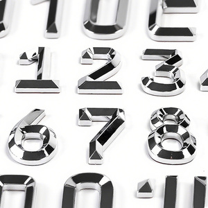 Pegatinas de emblemas de letras biseladas con número negro de plástico ABS 3D antidecoloración al por mayor para matrícula de coche - Product Image 1