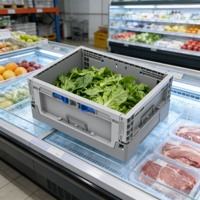 Conteneur en plastique pliable et empilable JOIN pour l'affichage en magasin et la gestion des stocks en supermarché