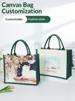 Sac fourre-tout en toile à imprimés animaliers vintage avec boucle magnétique, grande capacité, logo personnalisable, sac de shopping et cadeau écologique