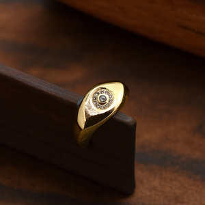 แหวนแฟชั่นชุบทอง PVD สแตนเลสสตีล 316L ดีไซน์ลายตาปีศาจ ปรับขนาดได้ - Product Image 3
