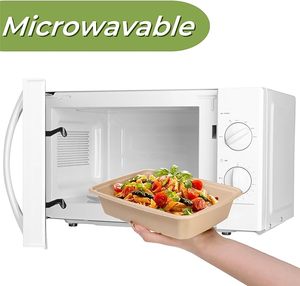 Barquette alimentaire jetable biodégradable 100% compostable en pulpe de bagasse de canne à sucre naturelle avec couvercle - Product Image 3