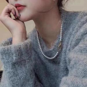 สร้อยคอไข่มุกน้ำจืดธรรมชาติสไตล์ฝรั่งเศสแบบใหม่ ดีไซน์หรูหราสำหรับผู้หญิง เครื่องประดับแฟชั่นทันสมัยจากเวนชี ประเทศจีน - Product Image 5