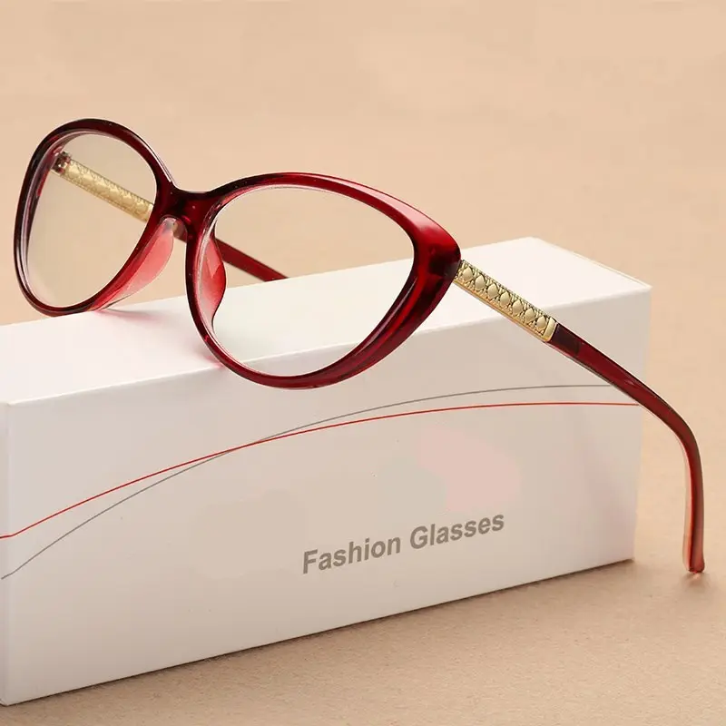 Grosir Diskon Besar-besaran Bingkai Kacamata Desainer Kasual PC Aloi Bingkai Kacamata Bentuk Mata Kucing untuk Membaca Pria Wanita