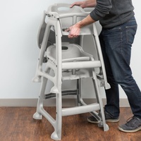 Chaise haute pour bébé en plastique PP transparent/gris, modèle TR3015, marque Goodman, pour restaurants, cafés et hôtels