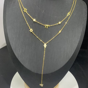 Amuleto Segno di Vita, Gioielli <span class=keywords><strong>Religiosi</strong></span> Ebraici, Collana da Donna Placcata Oro con Stella, Mano, Occhio, Charm Chai e Lariat - Product Image 4