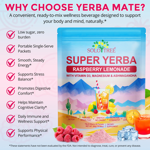 SOLOTREE Super Yerba Mate polvere di tè istantaneo etichetta privata Yerba Mate estratto in polvere con vitamina D3 magnesio e Ashwagandha - Product Image 6