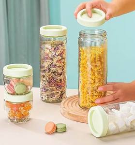 Bocal de stockage empilable en verre <span class=keywords><strong>Pandora</strong></span> 3PCS Set Sealed Canister Kitchen Airtight Tanks For Peaberry Grains Fruits Céréales Noix Épice - Product Image 2