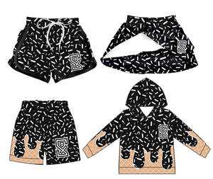 Felpa con Cappuccio e Pantaloncini <span class=keywords><strong>Neri</strong></span> per Ragazze Design alla Moda - Product Image 1