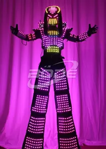 Colorful Led Robot Suit Costume Full Color Diode Stilt Walker LED Predator Cosplay Costume Robot Led Masquerade With Gun