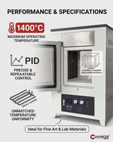 Four de Céramique Domestique 1400°C avec Élément Chauffant SiC pour la Cuisson de la Porcelaine, la Stérilisation du Zirconium Dentaire et la Cuisson de la Faïence
