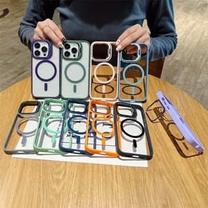 เคสโทรศัพท์ใสแบบมีที่ยึดเลนส์สำหรับ iPhone 16 15 14 13 12 11 Pro Max  วัสดุอะคริลิกแม่เหล็กและซิลิโคนแข็ง - Product Image 1