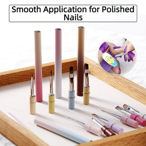 Pinceau à ongles double embout personnalisé avec logo, corps métallique, stylo à double usage pour gel, pinceau de manucure professionnel pour salon - Product Image 3