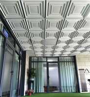 Azulejos de techo modernos de PVC 3D, 50x50cm, paneles de pared cuadrados impermeables, revestimiento geométrico para techos artísticos