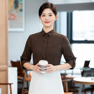 Long Sleeve Shirts Restaurant Server <strong>Uniform</strong> for Employees Italian Japanese AU UK Restaurant Hotel <strong>Waitress</strong> Server Workwear - Product Image 2