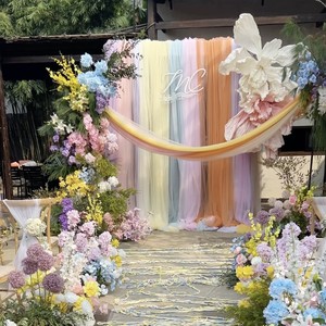 Toile de fond en tulle sur mesure pour scène de <span class=keywords><strong>mariage</strong></span>, rideaux en gaze, décorations, mise en scène d'anniversaire, fond pour diffusion en direct - Product Image 1