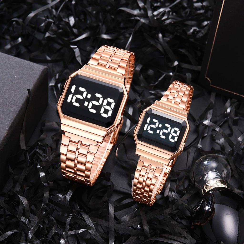 Marque de luxe hommes montre à Quartz LED affichage numérique  montres-bracelets pour hommes femmes acier bande Sport montre électronique  pleine touche
