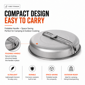 Juego de Utensilios de Cocina de Titanio Ecológicos de Lujo para Camping, Sartén con Base Multicapa y Mango Plegable, Estilo Americano - Product Image 5