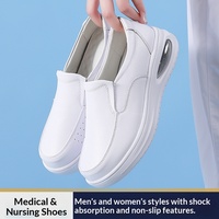 Chaussures d'infirmière pour hommes et femmes, semelles souples à coussin d'air, cuir véritable, respirantes, légères, antidérapantes, durables, grande taille