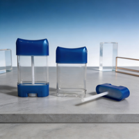 Tube de déodorant solide en plastique transparent bleu de 75 ml, à mécanisme rotatif, pour anti-transpirant solide et baume à lèvres - Vente en gros