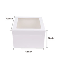 Caja de pastel de cumpleaños plegada blanca con ventana transparente para hornear postres, caja de pastel de 10 y 12 pulgadas, caja de embalaje desechable