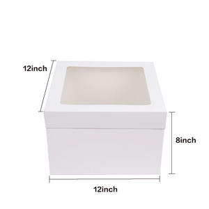 Caja de pastel de cumpleaños plegada blanca con ventana transparente para hornear postres, caja de pastel de 10 y 12 pulgadas, caja de embalaje desechable - Product Image 5