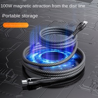 Câble de charge tressé Type-C pour téléphones mobiles compatible avec iPhone, charge rapide magnétique 100W, transfert de données rapide 6A