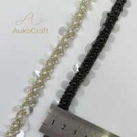Accessoires décoratifs DIY pour sacs et coiffes : Garniture à paillettes en dentelle, broderie perlée, tulle et maille, pour artisanat textile
