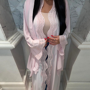 Elegante Cardigan Kimono con Perline, Abaya Ispirata al Medio Oriente, Copricostume da Sera per Uso Quotidiano, Giacca Kimono Lunga Ricamata - Product Image 4