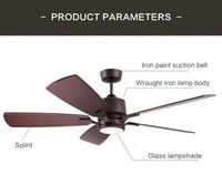 Ventilateur de plafond moderne avec éclairage, kit de télécommande, stator et rotor Shami