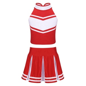Ensemble haut sans manches à fermeture éclair et jupe plissée pour enfants, <span class=keywords><strong>costume</strong></span> de scène scolaire, performance, cosplay, fête, pom-pom girl pour filles - Product Image 4