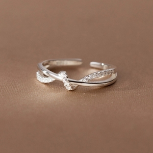 LT-469 Luxury Retro Design <strong>Cross</strong> <strong>Ring</strong> 925 Sterling <strong>Silver</strong> with Zircon Open Index Finger <strong>Ring</strong> for Women - Product Image 4