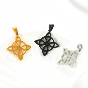 Collar con Colgante de Nudo Trineo Celta Irlandés de Acero Inoxidable, Nudo de Bruja, Ankh, Cruz Plateada, Dorada y Negra, Joyería Amuleto - Product Image 3