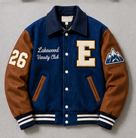 Blouson Bomber Vintage Color Block en Chenille avec Patchs Lettres, Sur Mesure, Blouson Universitaire d'Équipe, Numéro Personnalisé, Patchs Manches