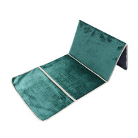 Tapis de prière musulman en flanelle rembourré à 3 plis avec dossier intégré et coussin de chaise, motif floral gaufré, couleur unie, pour la maison et les voyages