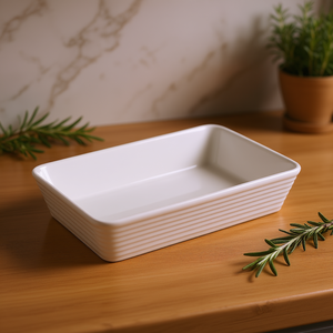 Cazuela Rectangular de Cerámica Blanca de 9x13 Pulgadas para Horno - Product Image 3