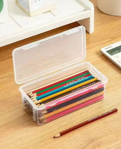 Organisateur de bureau minimaliste transparent, boîte à papeterie en <span class=keywords><strong>plastique</strong></span> transparente pour stylos de bureau et articles divers de bureau - Product Image 6
