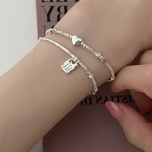Nueva Pulsera de Plata de Ley con Diseño Exclusivo Cuadrado 'Love', Versátil y Sencilla, de Diseñador - Product Image 4