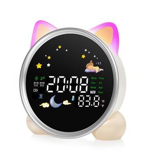 Reloj Despertador para Niños con Iconos de Sol y Luna, Indicador de Temperatura, Doble Alarma y Diseño de Conejito Adorable - Product Image 4