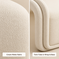 Fauteuil lounge en lin crème, base sculpturale postmoderne, dossier cannelé pour salon, personnalisable OEM ODM