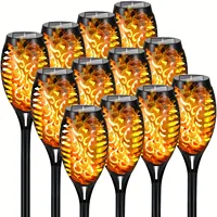 1/2/4/8 Packs Lampe Solaire Torche à LED Scintillante 12 LED pour Jardin, Allée et Patio - Prix Économique