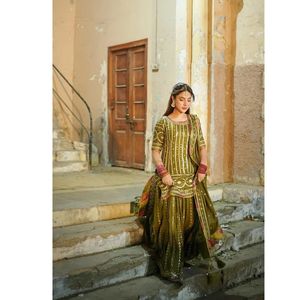 Collection Mehndi Garara en Chiffon 3 pièces non cousues / cousues - Product Image 3