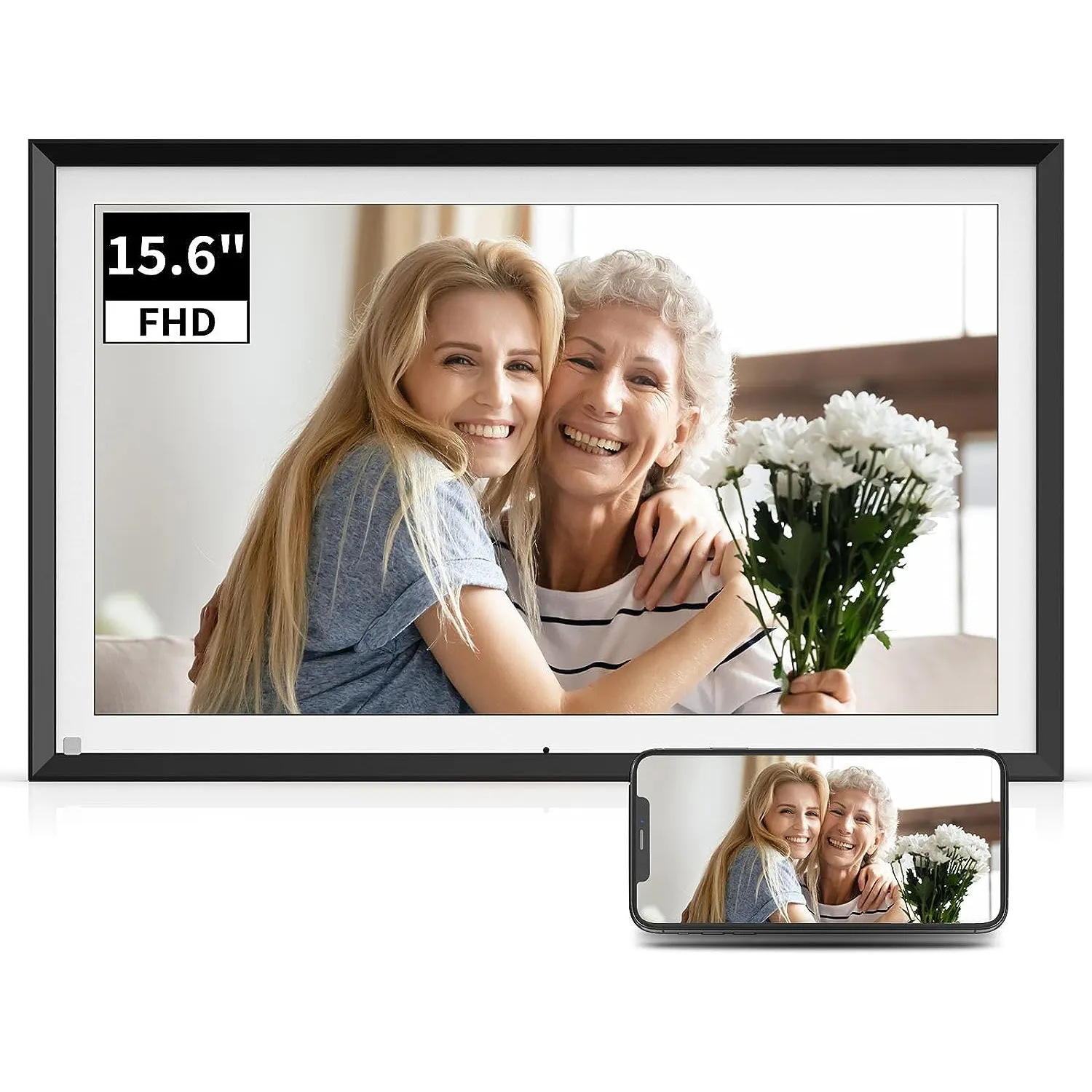 PGRETY 15.6 Inch Digital Photo Frame Video MP3 Player 1+32GB Android Frameo FHD Touch Screen Digital Picture Frame