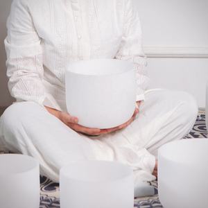 Bol chantant en cristal de Quartz blanc givré de 6 à 12 pouces, ensemble de 7 pièces pour le son, la guérison, le Yoga, la méditation, bon sommeil - Product Image 2