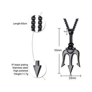 Europe and America <b>Long</b> Charm <b>Necklace</b> Jewelry Stainless Steel Non Tarnish PVD 18K Real Gold Plated Trident <b>Necklace</b> for Men - Product Image 2