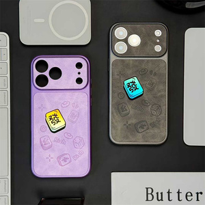 Funda de cuero con gradiente láser arcoíris y diseño de caballo para iPhone 17 16 15 14 Pro Max, cubierta trasera con textura de lino y nubes en relieve - Product Image 6